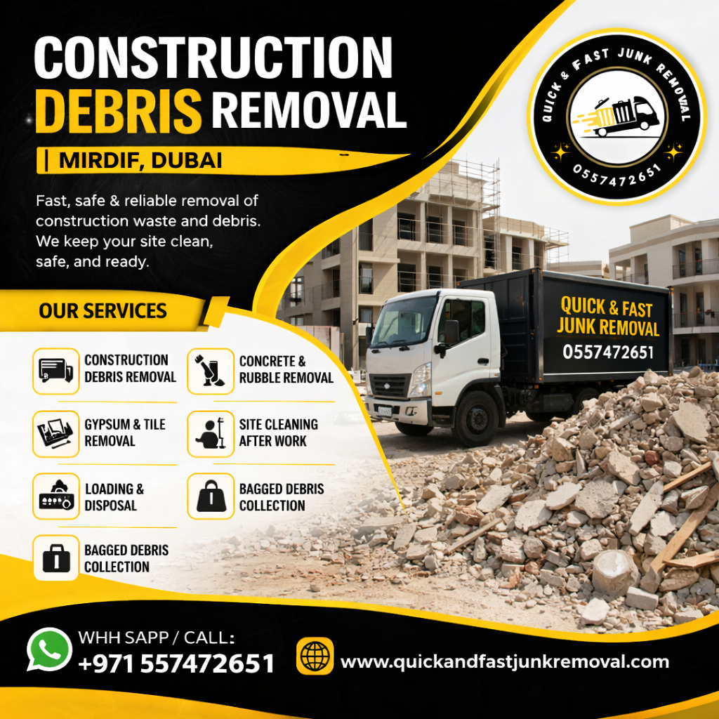 construction debris removal mirdif dubai