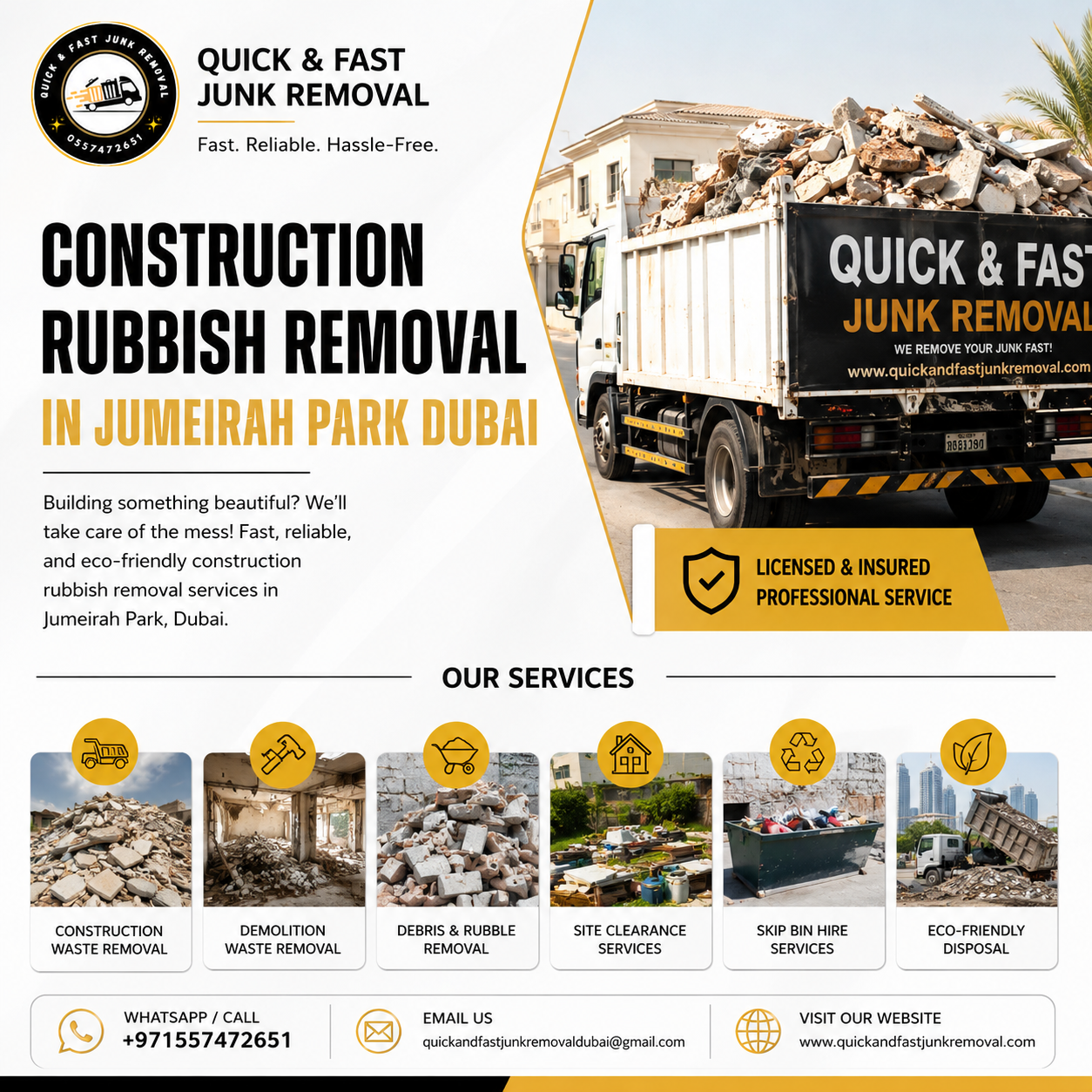 construction rubbish removal in jumeirah park dubai
