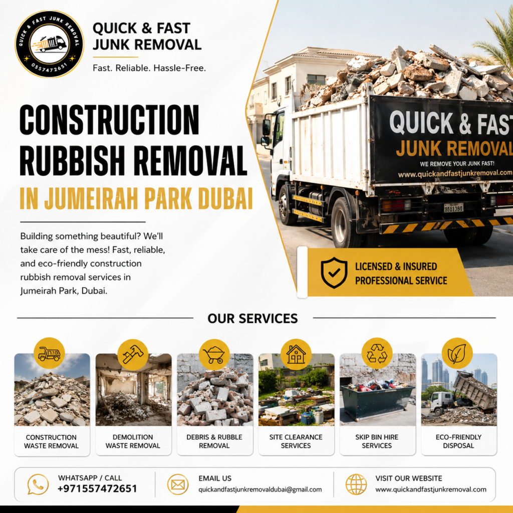 construction rubbish removal in jumeirah park dubai