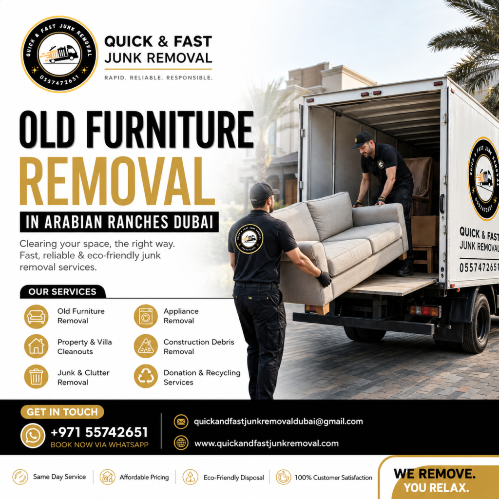 old furniture removal in arabian ranches dubai