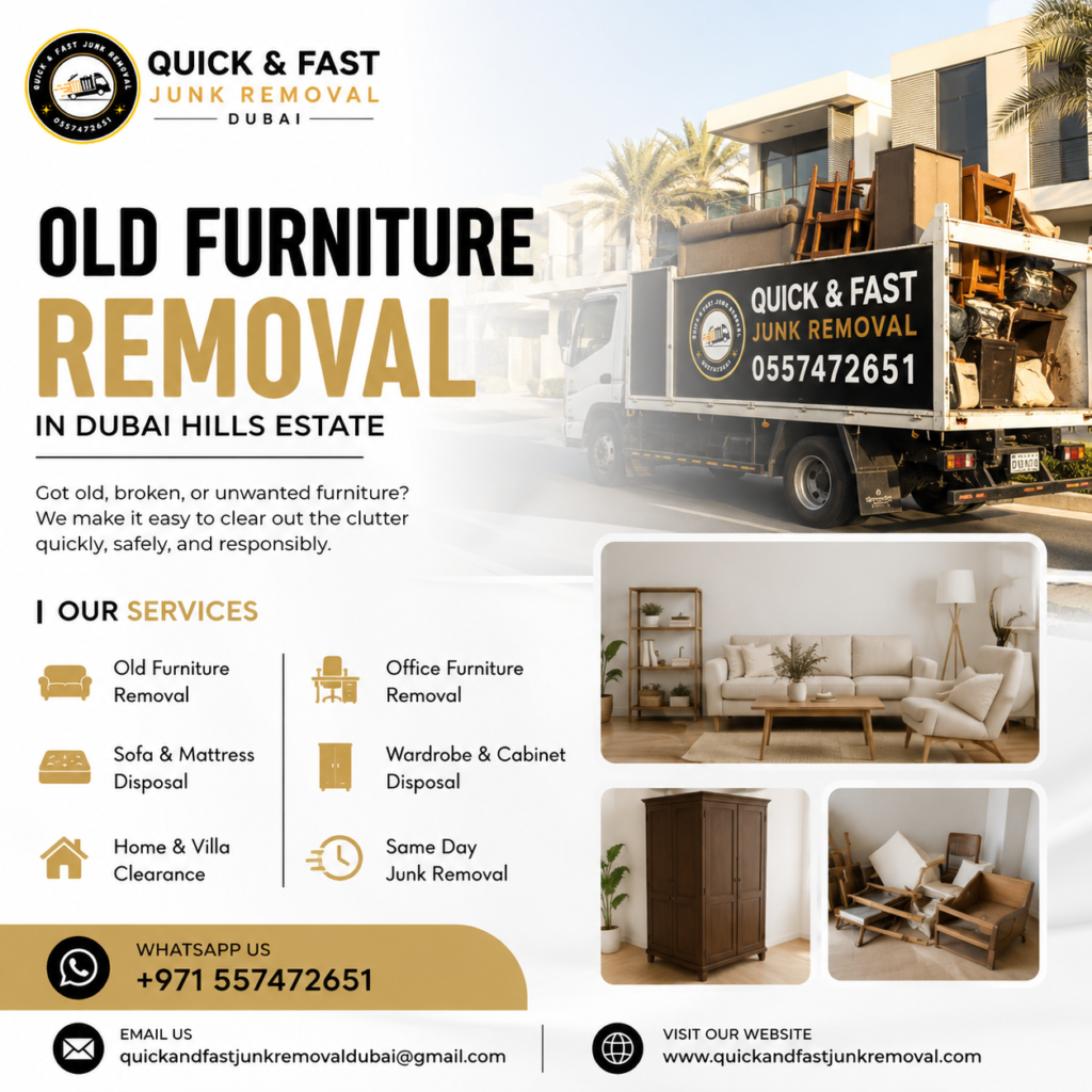 old furniture removal in dubai hills estate