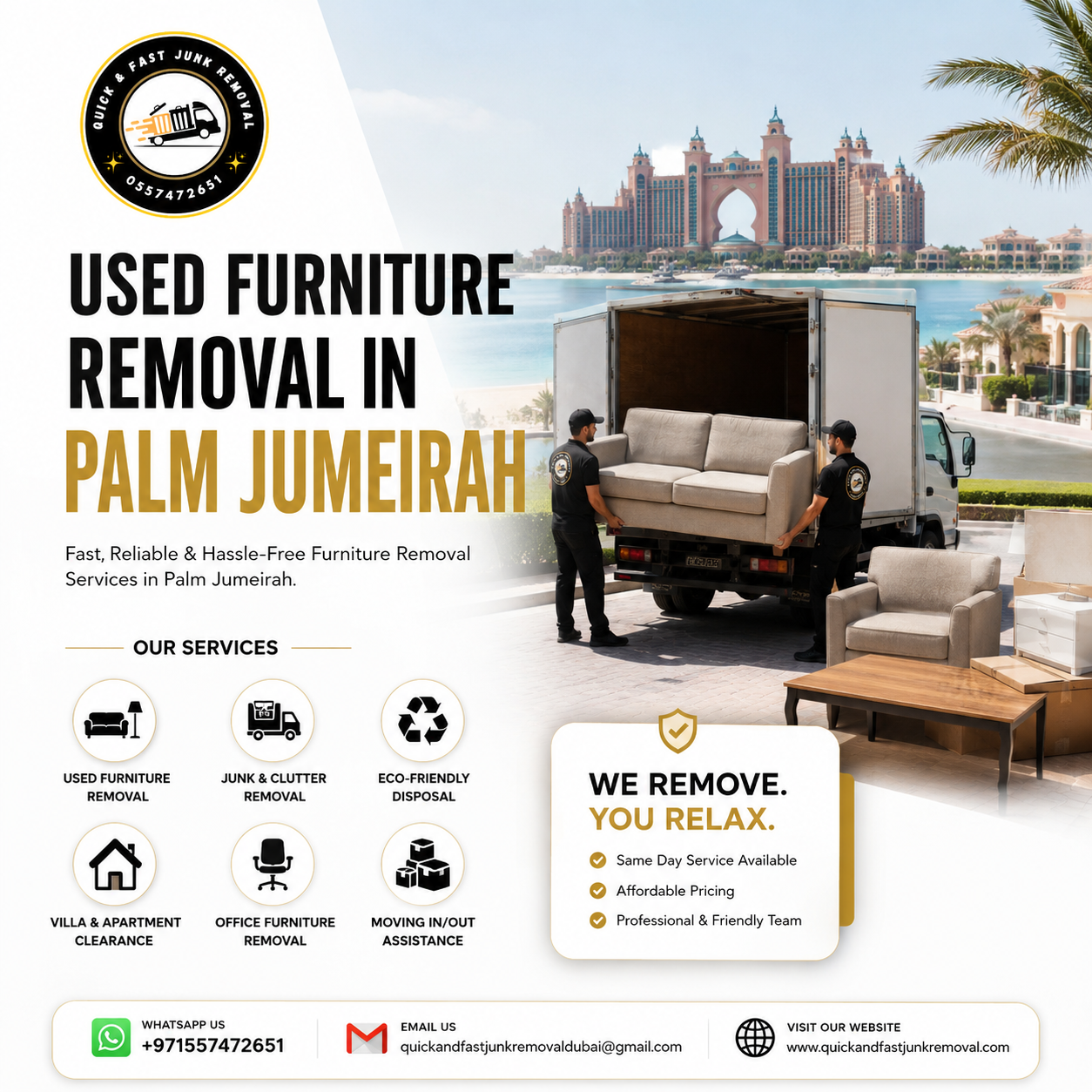 used furniture removal in palm jumeirah